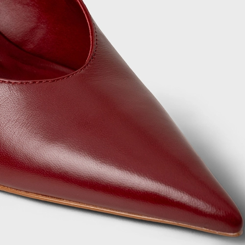 Scarpin Slingback Essential Salto Fino Couro Vinho Merlot