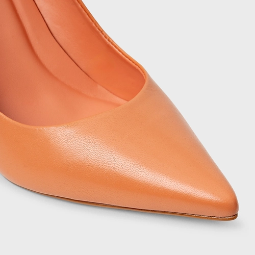 Scarpin Beatriz Salto Fino Couro Laranja Sunkissed