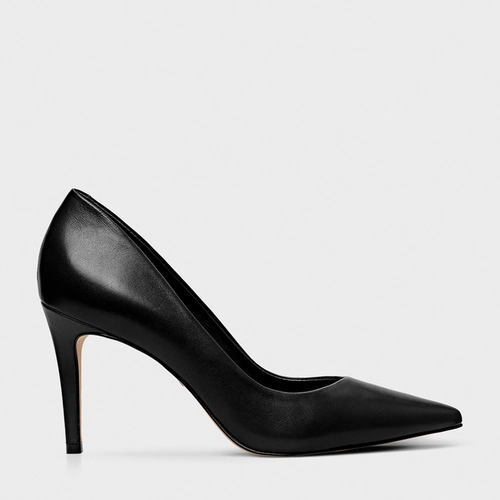 Scarpin Beatriz Salto Fino Couro Preto