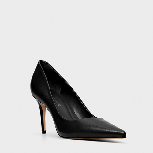 Scarpin Beatriz Salto Fino Couro Preto