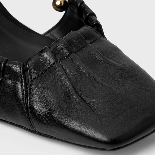 Scarpin Slingback Ripple Lace Up Couro Preto