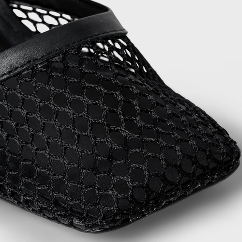 Scarpin Slingback Tela Salto Fino Preto