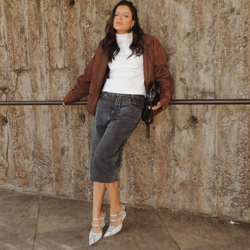 Mule Strips Fivelas Anabela Couro Python Animal Print Gray