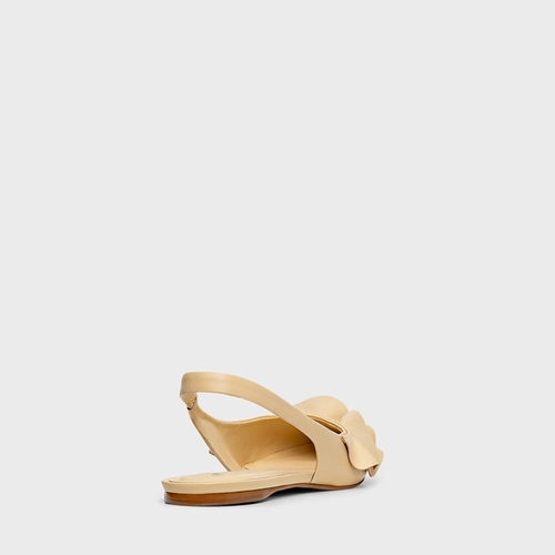 Sapatilha Slingback Babados Couro Amarelo Manteiga