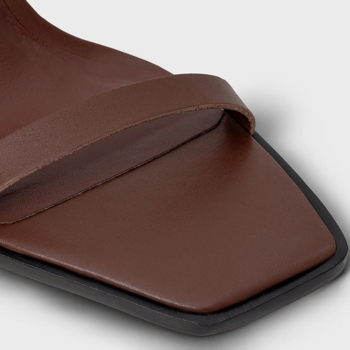 Sandália Basic Anabela Couro Marrom Brunette