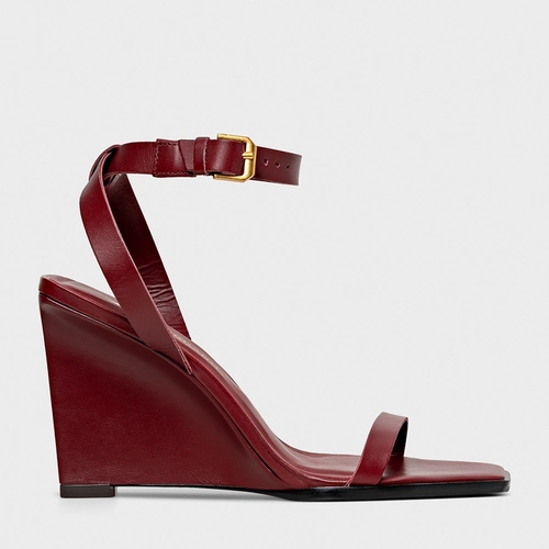 Sandália Basic Anabela Couro Vinho Merlot