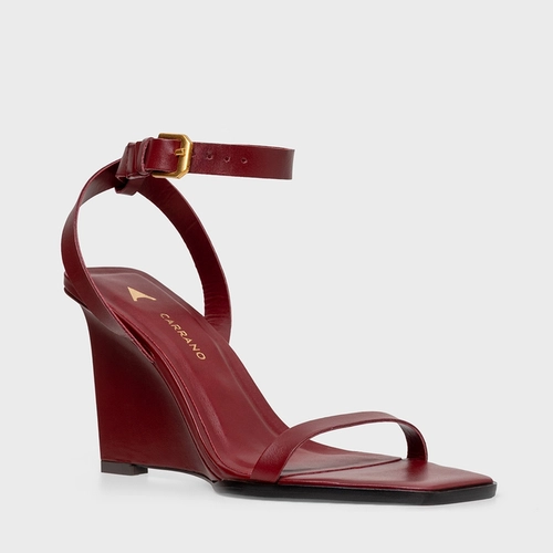 Sandália Basic Anabela Couro Vinho Merlot