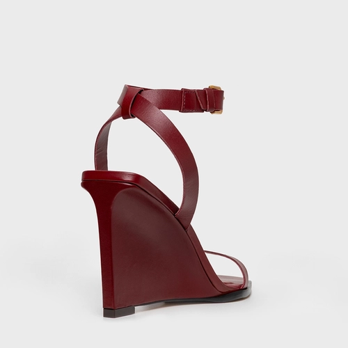 Sandália Basic Anabela Couro Vinho Merlot