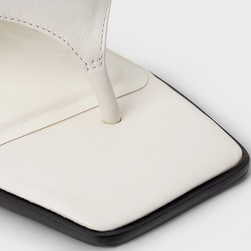 Open Mule Thong Anabela Couro Off White Milk