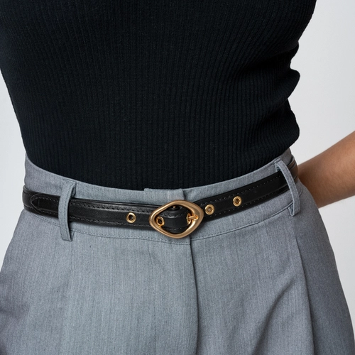 Cinto Bucket Fino Couro Preto