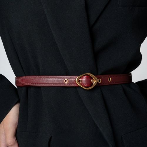 Cinto Bucket Fino Couro Vinho Merlot