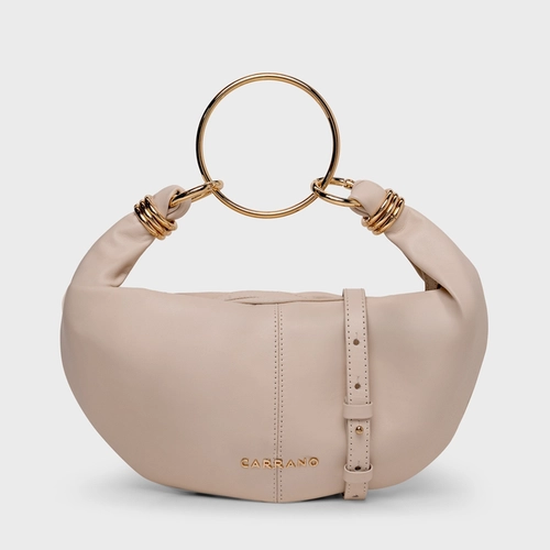 Bolsa Ring Catherine Média Couro Off White Cotton
