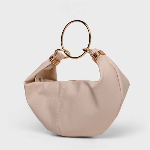 Bolsa Ring Catherine Média Couro Off White Cotton