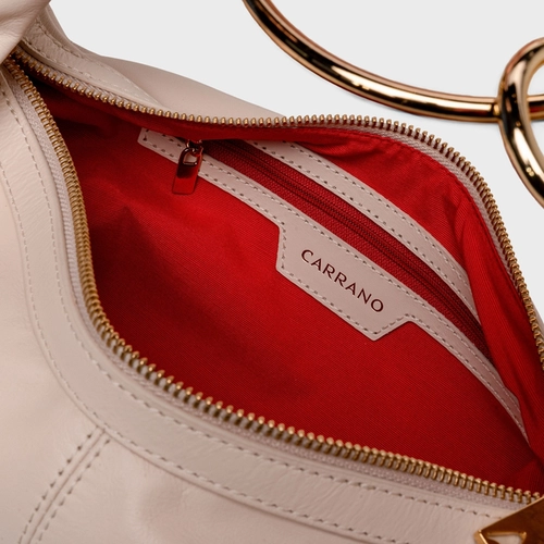 Bolsa Ring Catherine Média Couro Off White Cotton