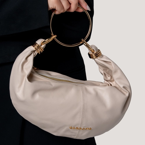 Bolsa Ring Catherine Média Couro Off White Cotton