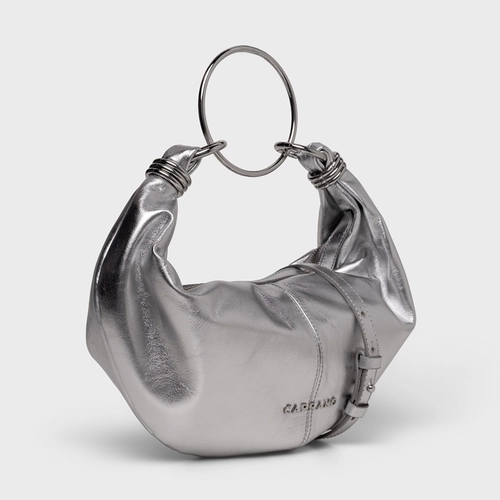 Bolsa Ring Catherine Média Couro Metalizado Prata