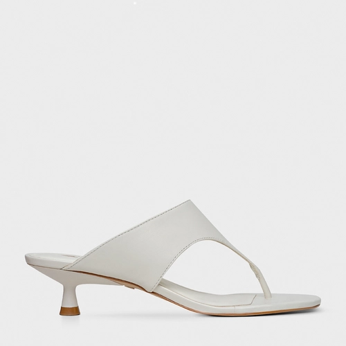 Open Mule Thong Bold Couro Off White Milk