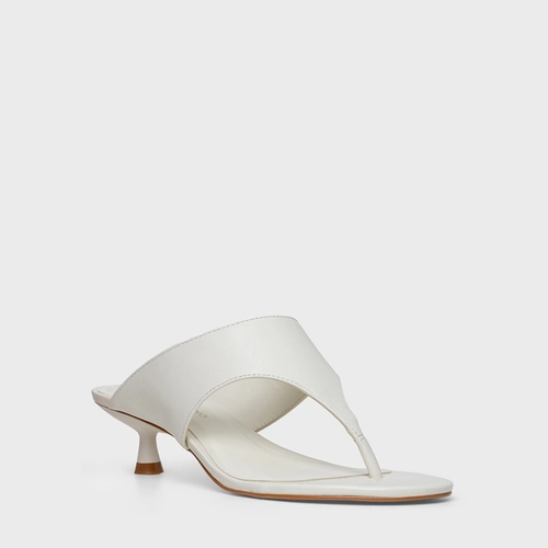 Open Mule Thong Bold Couro Off White Milk