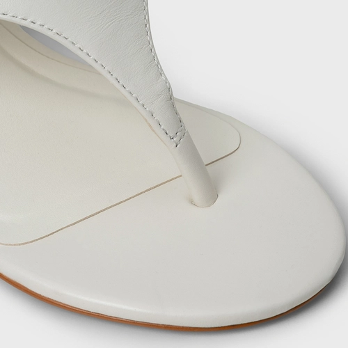 Open Mule Thong Bold Couro Off White Milk