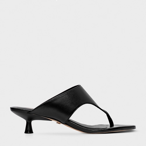Open Mule Thong Bold Couro Preto