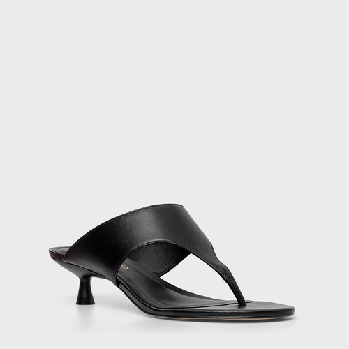Open Mule Thong Bold Couro Preto