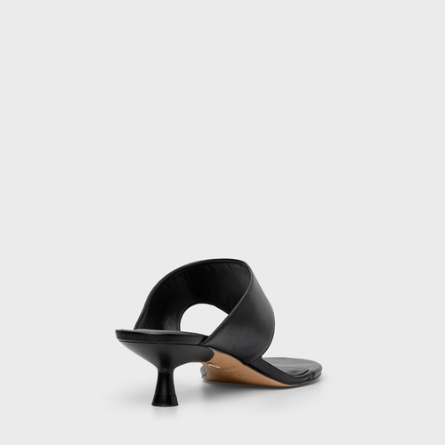 Open Mule Thong Bold Couro Preto