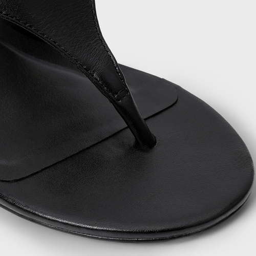 Open Mule Thong Bold Couro Preto