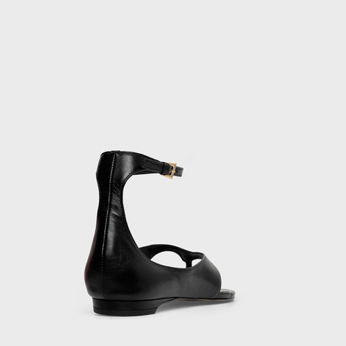 Sandália Flat Thong Bold Couro Preto