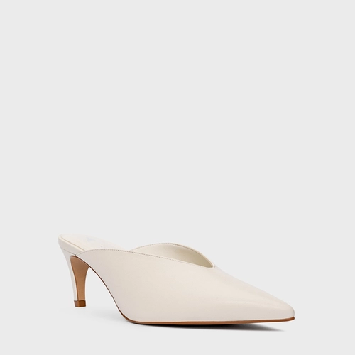 Mule Basic Salto Fino Couro Off White Milk
