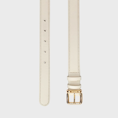 Cinto Regular Médio Couro Off White Milk