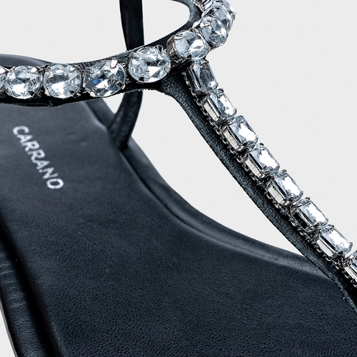 Sandália Flat Knot Cristal Couro Preto