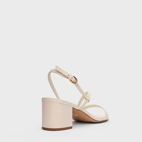 Sandália Basic Salto Bloco Couro Off White Milk