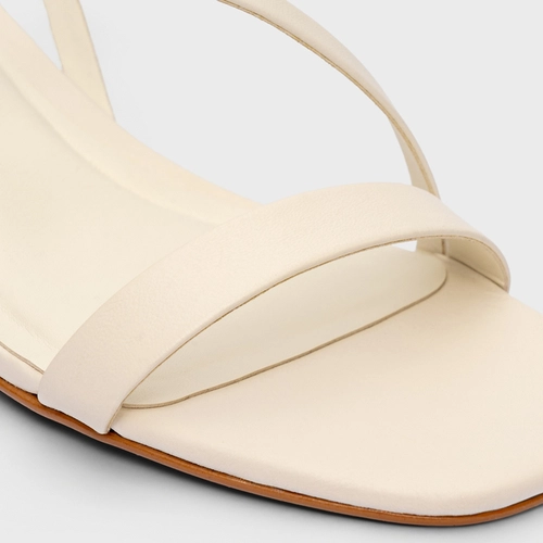 Sandália Basic Salto Bloco Couro Off White Milk