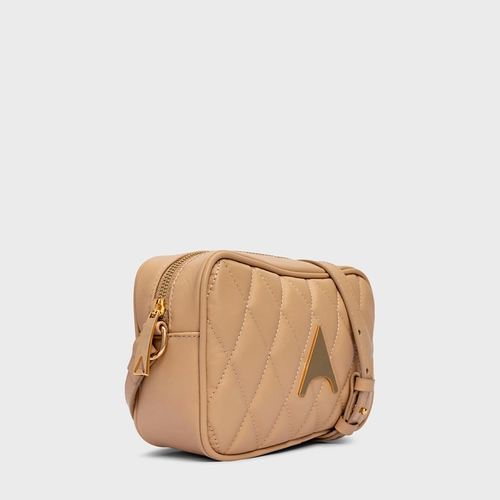 Bolsa Tiracolo Clarissa Pequena Couro Bege Porcini