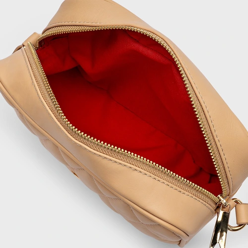 Bolsa Tiracolo Clarissa Pequena Couro Bege Porcini