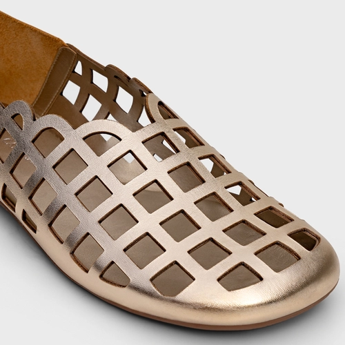 Sapatilha Square Couro Metalizado Champagne