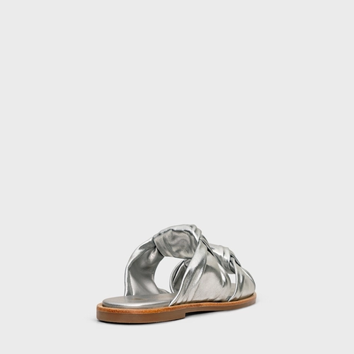 Flat Puffy Twist Couro Metalizado Prata