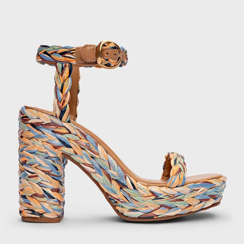 Sandália Plataforma Natural Simple Rafia Tressê Color