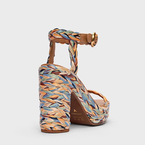 Sandália Plataforma Natural Simple Rafia Tressê Color