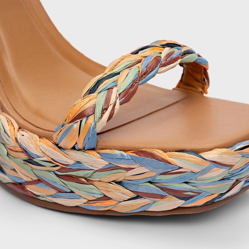 Sandália Plataforma Natural Simple Rafia Tressê Color