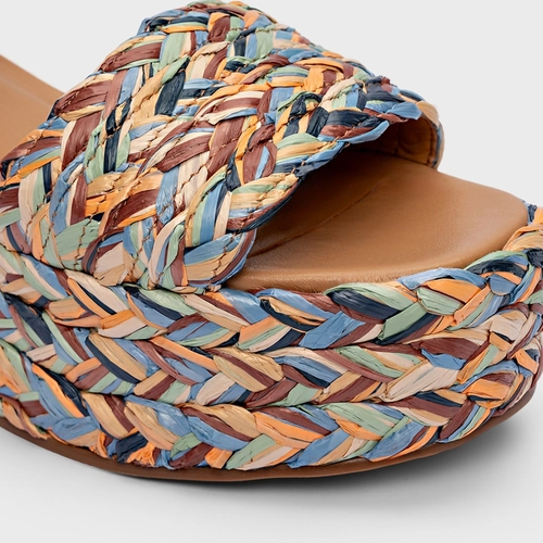 Sandália Plataforma Natural Flatform Rafia Tressê Color
