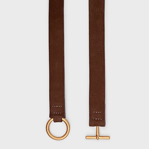 Cinto Detalhe Fivela Médio Couro Nobuck Marrom Brunette