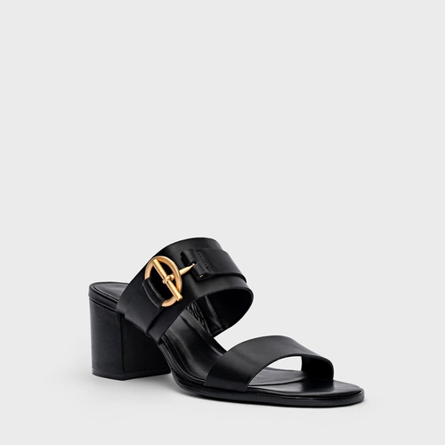 Open Mule Detalhe Fivela Couro Preto