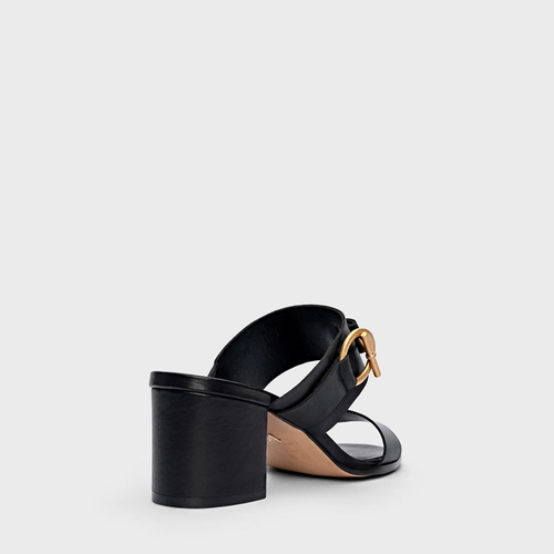 Open Mule Detalhe Fivela Couro Preto