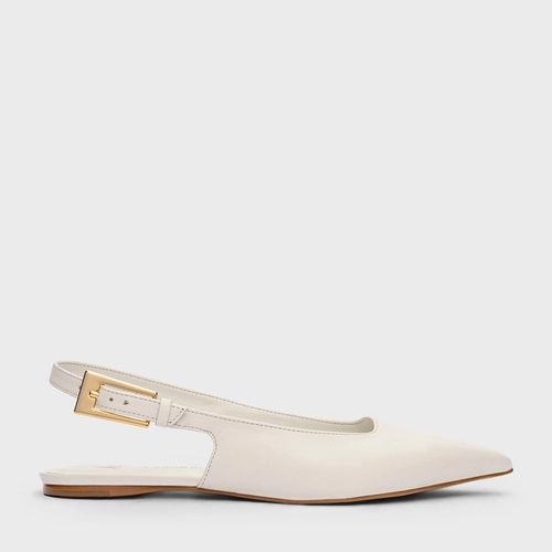 Sapatilha Slingback Minimal Couro Off White Milk