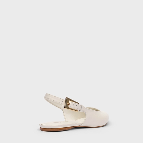 Sapatilha Slingback Minimal Couro Off White Milk