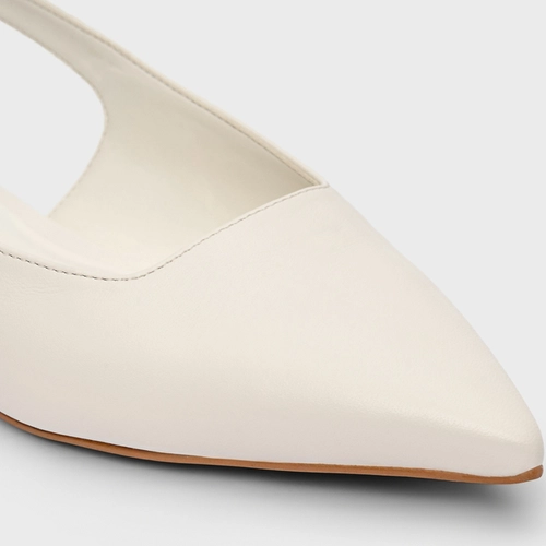 Sapatilha Slingback Minimal Couro Off White Milk