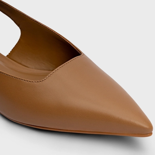 Sapatilha Slingback Minimal Couro Marrom Honey