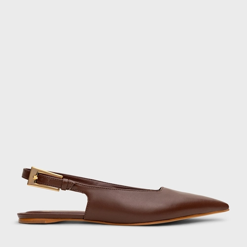 Sapatilha Slingback Minimal Couro Marrom Brunette