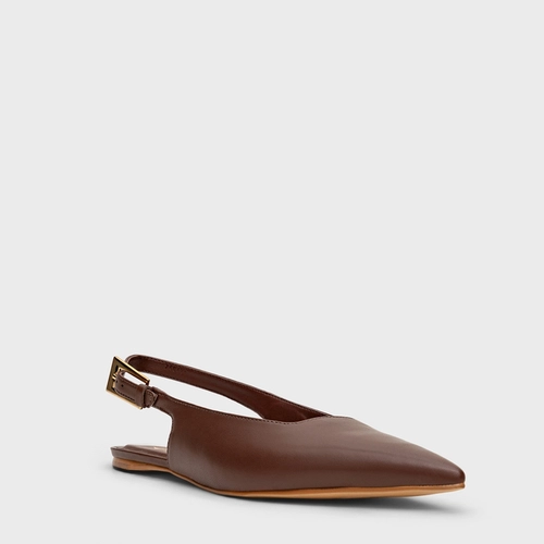 Sapatilha Slingback Minimal Couro Marrom Brunette